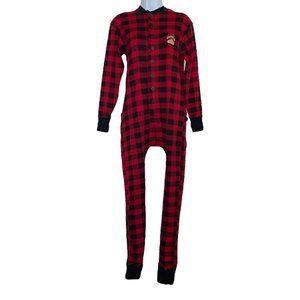 Lazy One Flap Jack Pajamas Womens S Bear Cheeks Holiday Christmas Buffalo Check